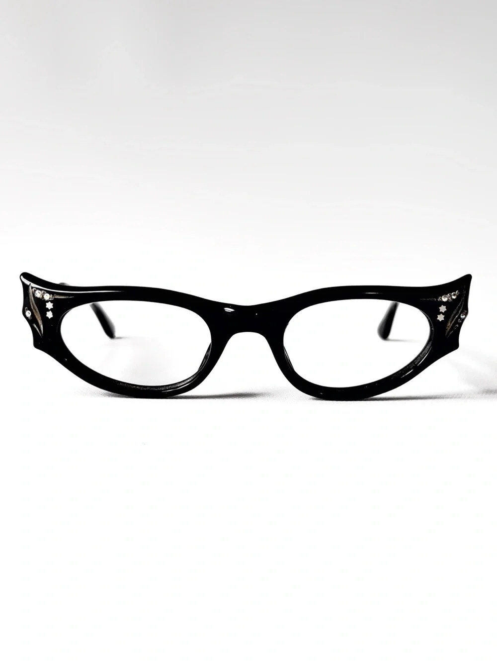 Vintage PETITE Fit Wing Eyeglasses MCM 1950s Cat Eye Rhinestone Glasses France